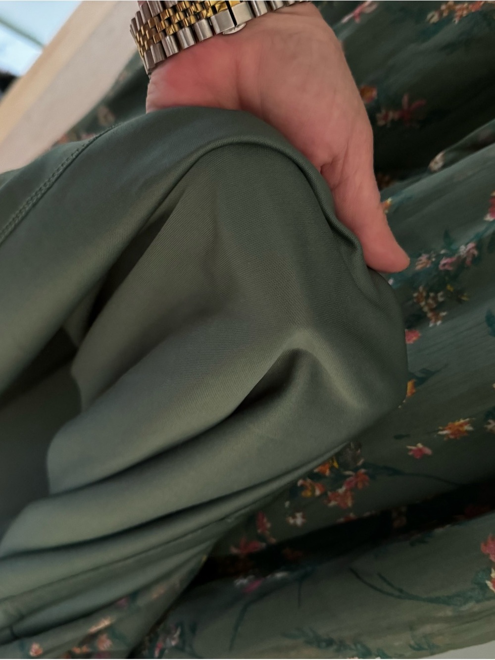 Vero Moda Olive Green Floral Midi Dress with Tie Waist - Picture 6 of 6